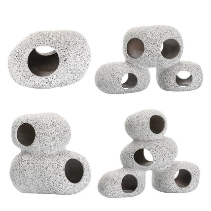 Clay Pot Aquarium Decoration Shrimp House Cichlid Breeding Tank Fish Nest - Double Hole