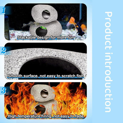 Clay Pot Aquarium Decoration Shrimp House Cichlid Breeding Tank Fish Nest - Double Hole