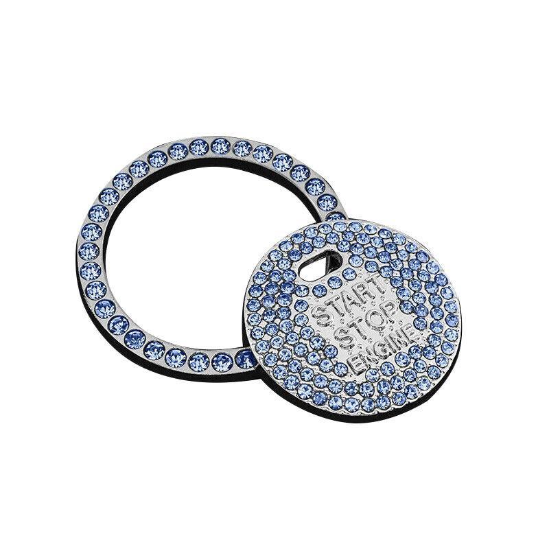 Bling Crystal Ring For Car One Key Engine Start Stop Decoration Button - Pink