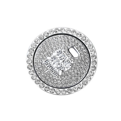 Bling Crystal Ring For Car One Key Engine Start Stop Decoration Button - White
