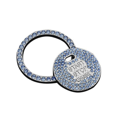 Bling Crystal Ring For Car One Key Engine Start Stop Decoration Button - White
