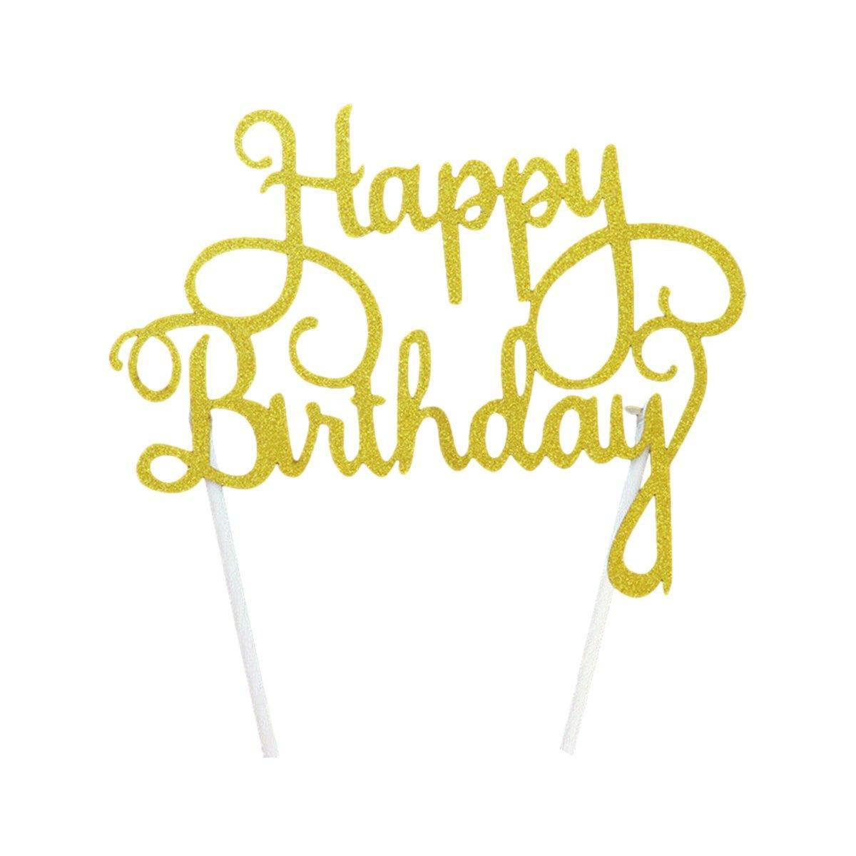 Happy Birthday Cake Topper Colour Printed Acrylic Party Decorations - Blue-Deer