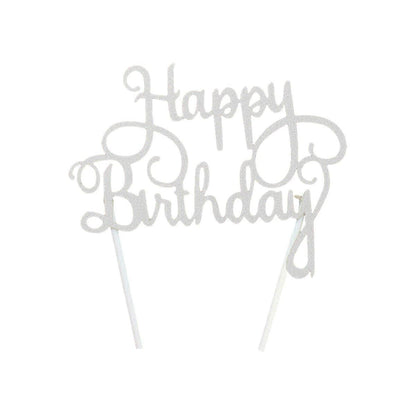 Happy Birthday Cake Topper Colour Printed Acrylic Party Decorations - Gold-Deer