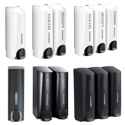 Hotel Wall Mounted Soap Dispenser Bathroom Shampoo Shower Gel Hand Soap Box - White-Double