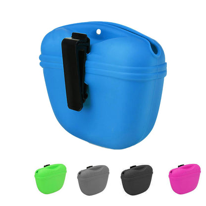 Pet Silicone Training Treat Bag Pouch With Clip Waist Pack Feed Dog - Black