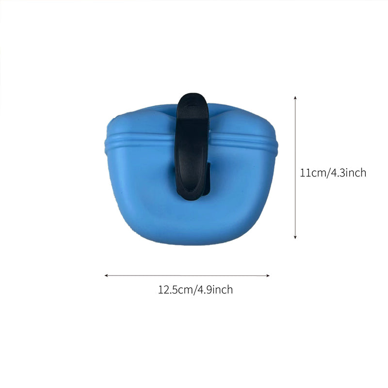 Pet Silicone Training Treat Bag Pouch With Clip Waist Pack Feed Dog - Black