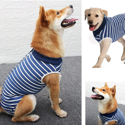 Dog Recovery Suit Anti-Lick Wound Protector Pet Clothing Post-Surgery Belly - Stripes-S