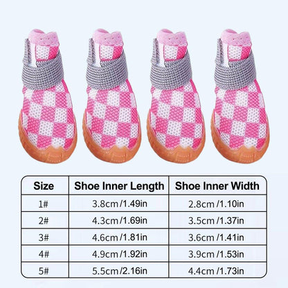 4pcs Breathable Mesh Dog Shoes Small Pets Puppy Paw Protection Summer Boots - Pink-3