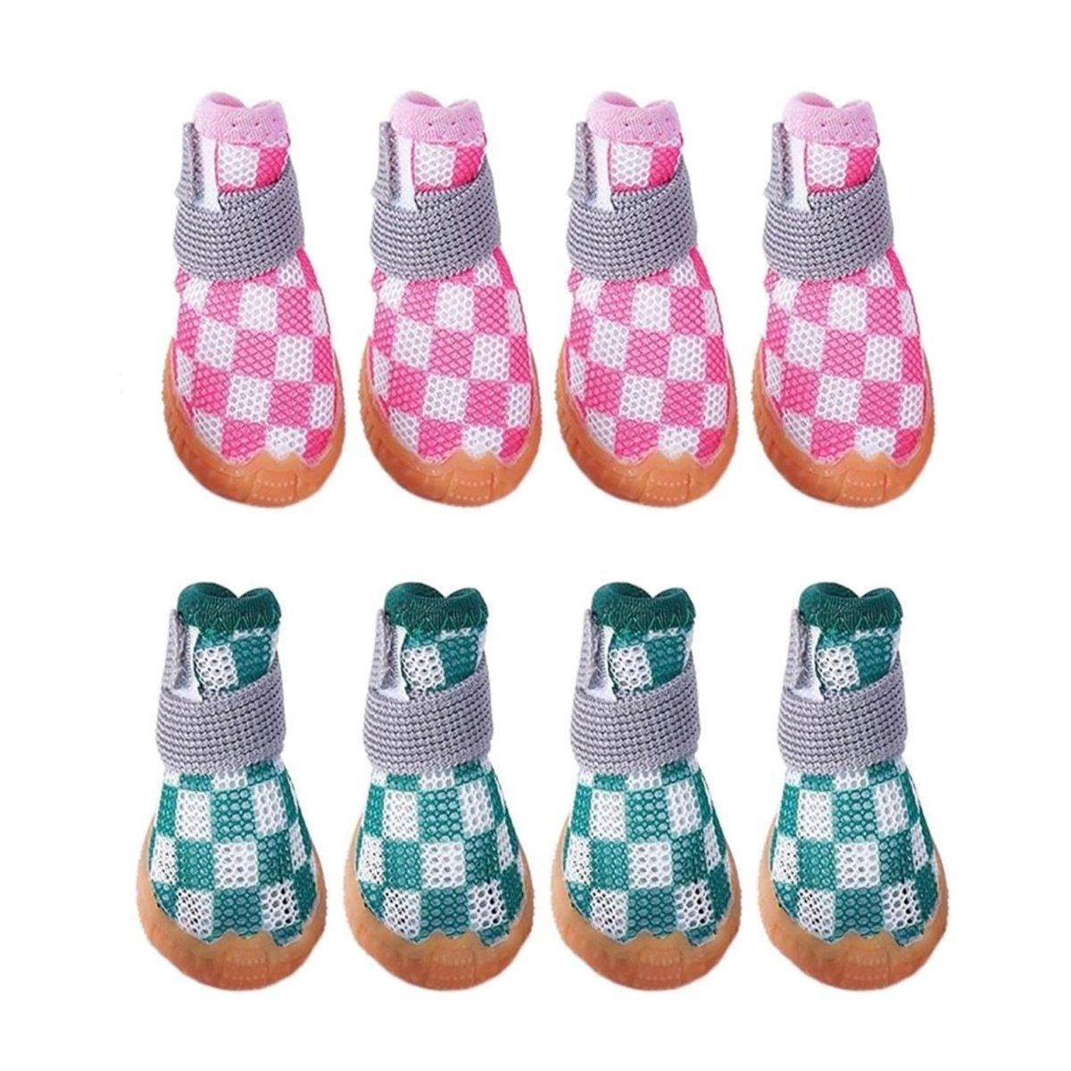 4pcs Breathable Mesh Dog Shoes Small Pets Puppy Paw Protection Summer Boots - Pink-5