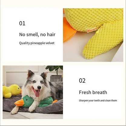 Plush Cartoon Duck Dog Toy Interactive Squeaky Pet Toy Durable Fun Chew Toy - Green