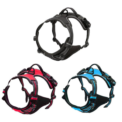 Adjustable No-Pull Dog Harness Vest S-XL Reflective Pet Training Outdoor Handle - Red-M