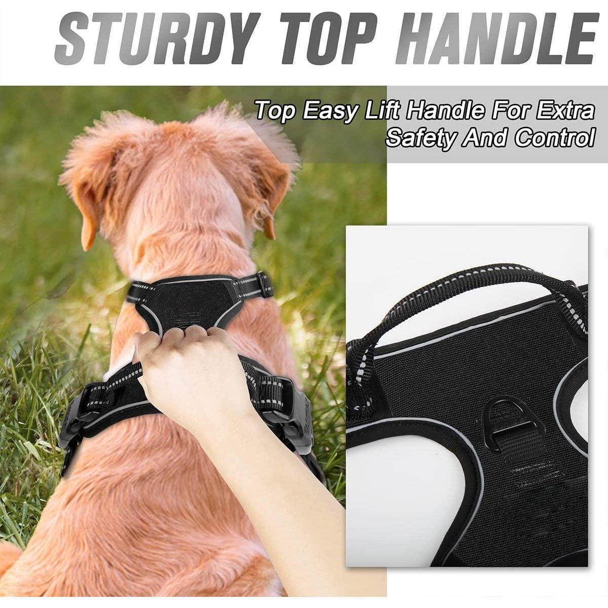 Adjustable No-Pull Dog Harness Vest S-XL Reflective Pet Training Outdoor Handle - Red-M