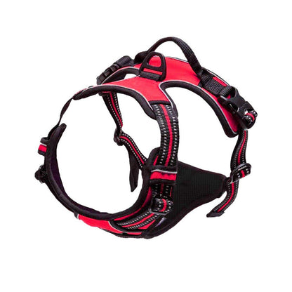 Adjustable No-Pull Dog Harness Vest S-XL Reflective Pet Training Outdoor Handle - Red-M