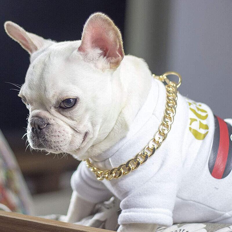 Dog Chain Collar Heavy Duty Choker Double Pet Slip Check Twist Link Chrome Chain Gold - 55CM