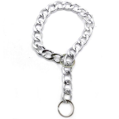 Dog Chain Collar Heavy Duty Choker Double Pet Slip Check Twist Link Chrome Chain Silver - 45CM