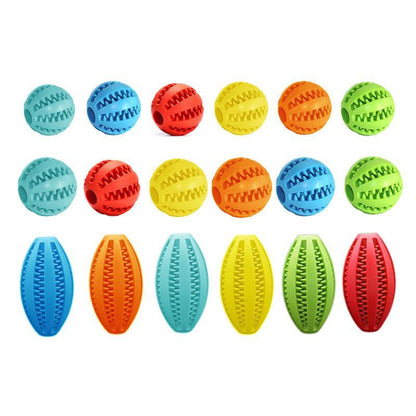 Dog Chew Toy Rubber Ball Treat Dispenser Dental Cleaning Training Play Ball - Dark Blue Spherical (Large)