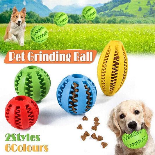 Dog Chew Toy Rubber Ball Treat Dispenser Dental Cleaning Training Play Ball - Dark Blue Spherical (Small)
