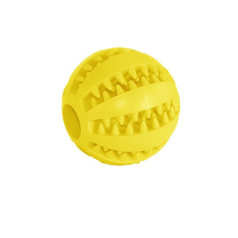 Dog Chew Toy Rubber Ball Treat Dispenser Dental Cleaning Training Play Ball - Red Rugby (11.5CM)