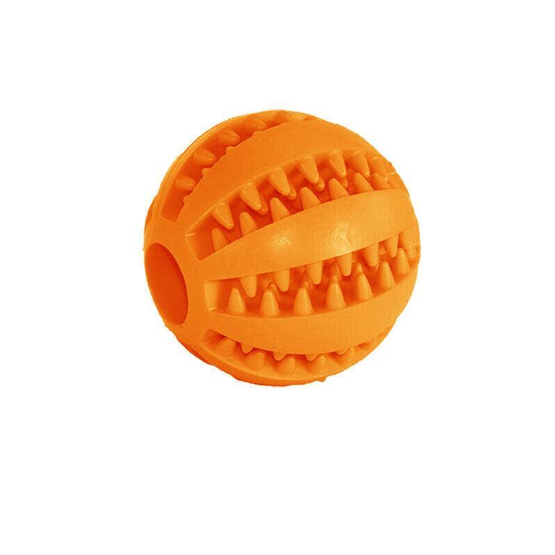 Dog Chew Toy Rubber Ball Treat Dispenser Dental Cleaning Training Play Ball - Yellow Rugby (11.5CM)