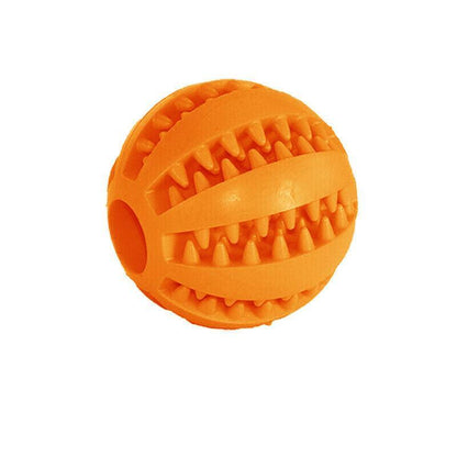 Dog Chew Toy Rubber Ball Treat Dispenser Dental Cleaning Training Play Ball - Yellow Spherical (Large)
