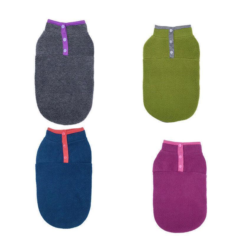 L Pet Dog Puppy Winter Warm Fleece Jumper Vest Coat Jacket Apparel Clothes Outdoor - Grey