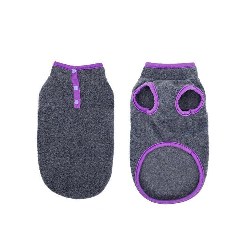 L Pet Dog Puppy Winter Warm Fleece Jumper Vest Coat Jacket Apparel Clothes Outdoor - Grey