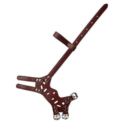 Adjustable Leather Pet Dog Mask Mouth Muzzle Anti Barking Bite Stop Chewing Brown - S