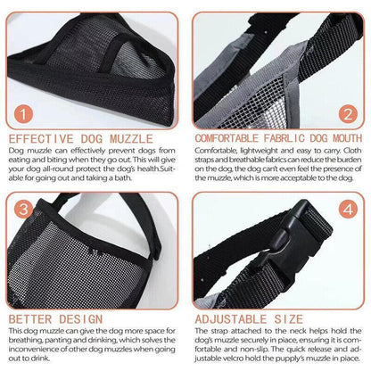 Adjustable XXS Size Pet Dog Mask Mouth Muzzle Anti Barking Bite Stop Chewing Mask - Grey