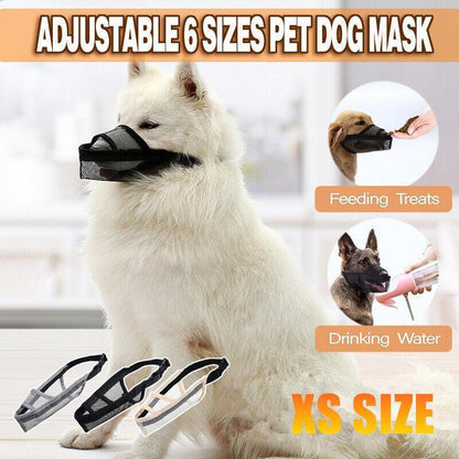Adjustable XS Size Pet Dog Mask Mouth Muzzle Anti Barking Bite Stop Chewing Mask - Grey