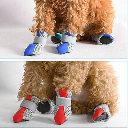 4PCS S Size Anti Slip Waterproof Protective Dog Shoes Rain Boots Pet Socks Booties - Rose Red