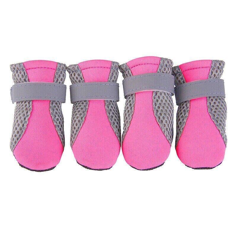 4PCS S Size Anti Slip Waterproof Protective Dog Shoes Rain Boots Pet Socks Booties - Rose Red