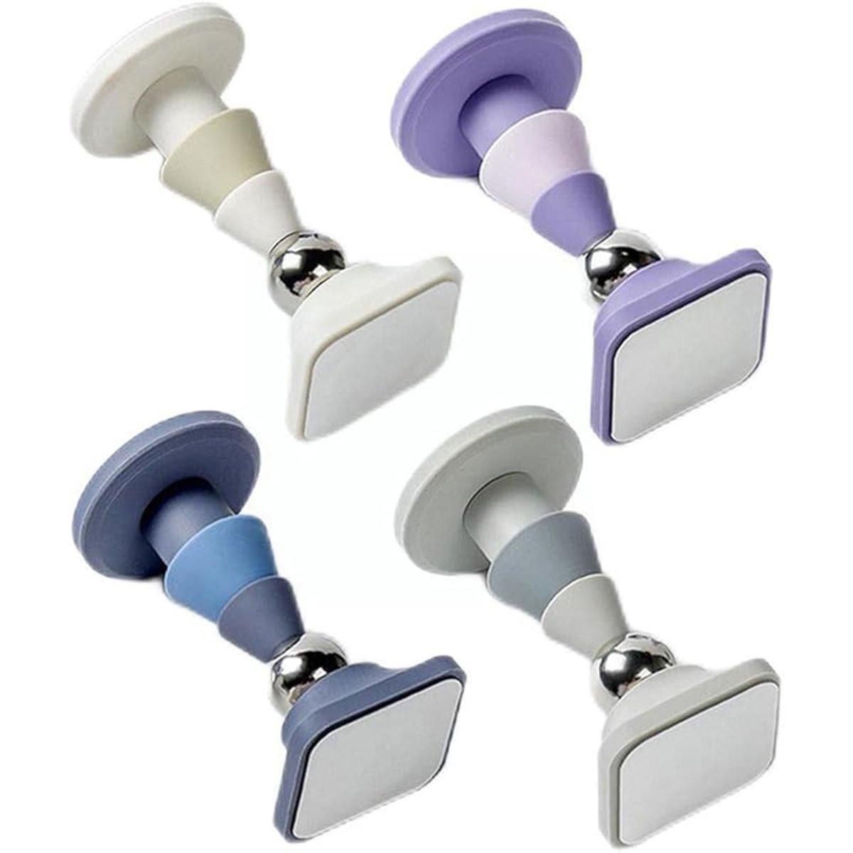 Silicone Silent Door Stopper with Suction Base and Secure Hold Catch Design - White