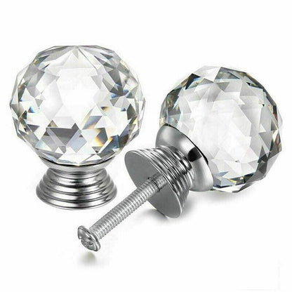 Door Knobs Handle Pull Clear Crystal Glass Knob Drawer Cabinet +Screw 30Mm 40Mm - 40MM-10PCS
