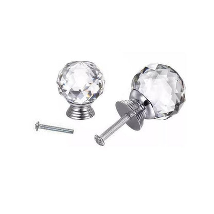 Door Knobs Handle Pull Clear Crystal Glass Knob Drawer Cabinet +Screw 30Mm 40Mm - 40MM-10PCS
