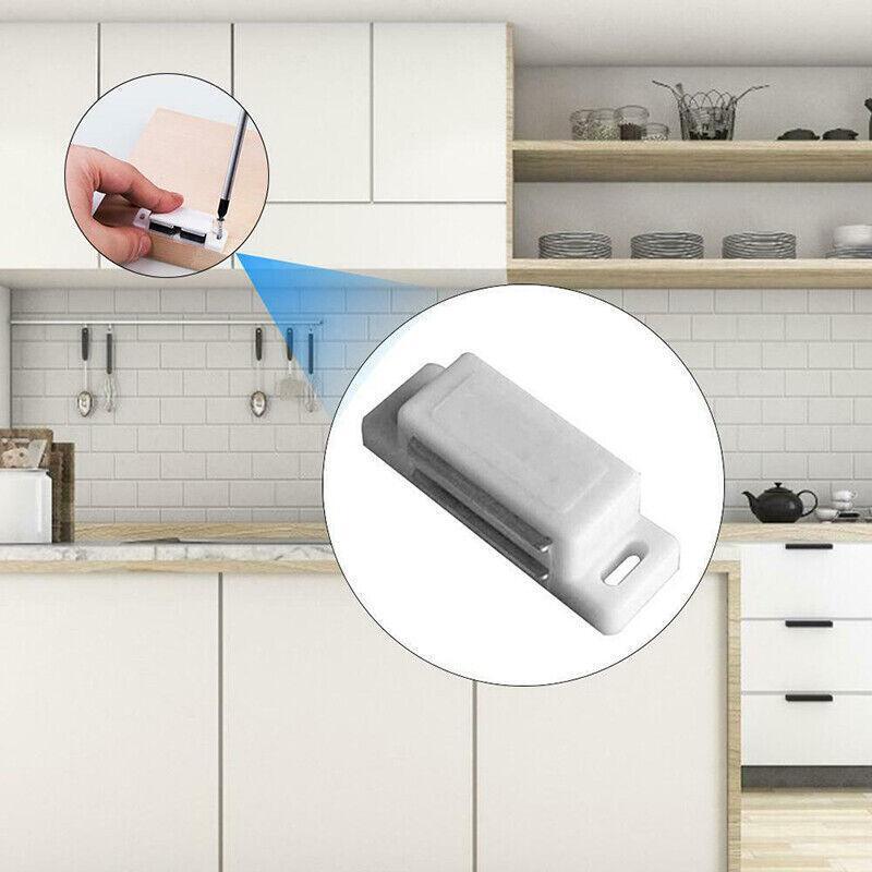 2/6/10/24/48Pcs White Magnetic Door Catch Cupboard Cabinet Wardrobe Drawer Latch - 2PCS