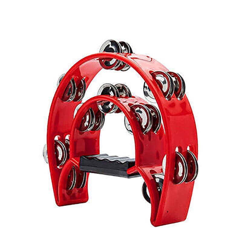 Double Half Moon Tambourine Handheld Musical Percussion Instrument Bell Drum - Green