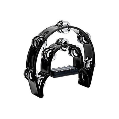 Double Half Moon Tambourine Handheld Musical Percussion Instrument Bell Drum - Pink