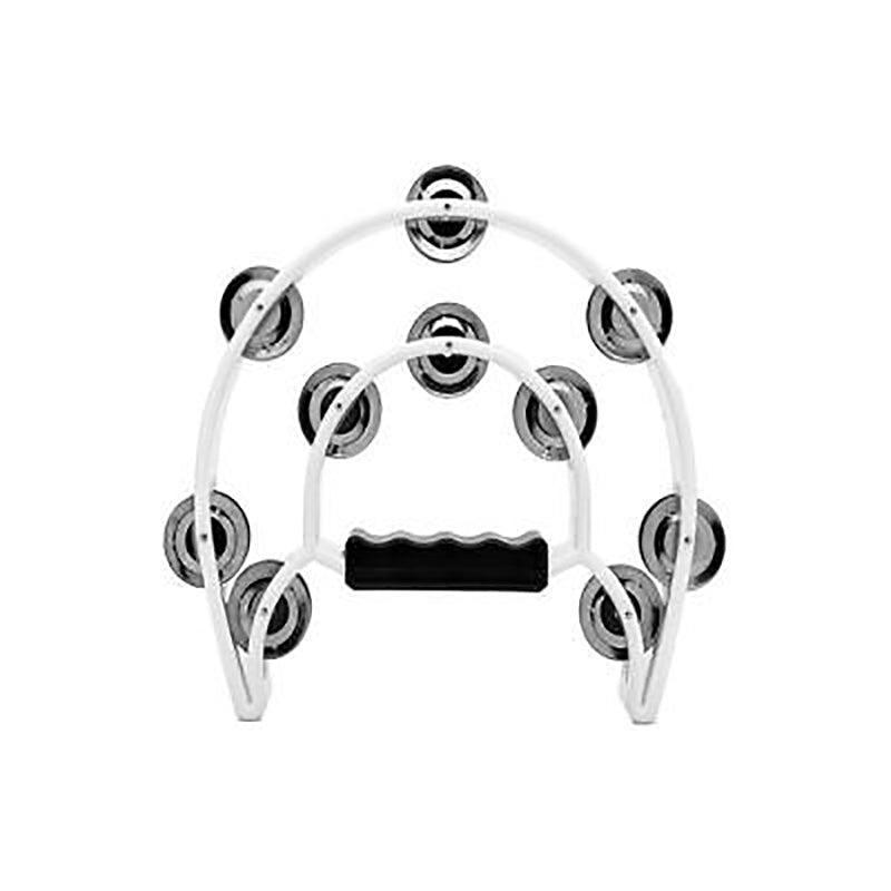 Double Half Moon Tambourine Handheld Musical Percussion Instrument Bell Drum - Pink