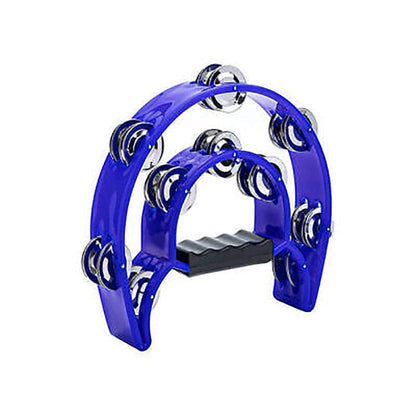 Double Half Moon Tambourine Handheld Musical Percussion Instrument Bell Drum - White