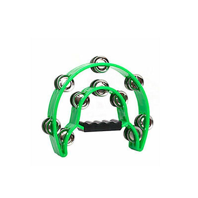 Double Half Moon Tambourine Handheld Musical Percussion Instrument Bell Drum - White