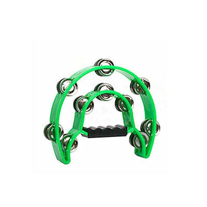Double Half Moon Tambourine Handheld Musical Percussion Instrument Bell Drum - White