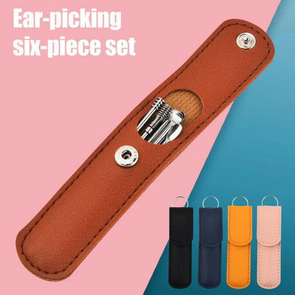 6Pcs Stainless Steel Ear Pick Curette Wax Cleaner Earpick Remover Earwax Removal - Pink