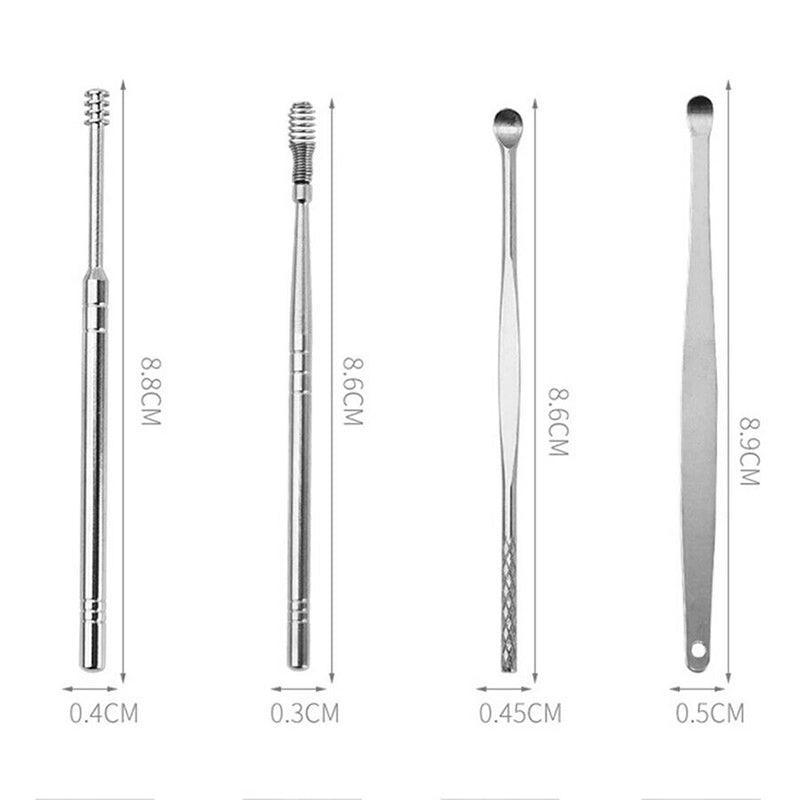 6Pcs Stainless Steel Ear Pick Curette Wax Cleaner Earpick Remover Earwax Removal - Yellow