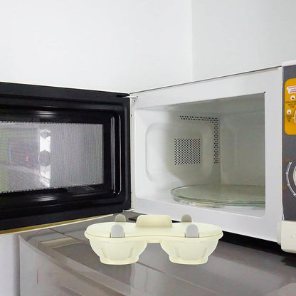 Microwave Egg Steamer With Lid Kitchen Egg Cooker Poacher Steam Box Container - Orange