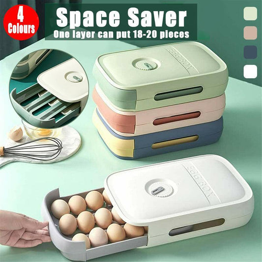 Drawer Type Eggs Tray Fruit Storage Box Kitchen Stacking Holder Food Container - Pink