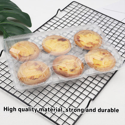 100PCS Transparent Plastic Egg Tart Box Disposable Bakery Packing Container - 9.5x18cm