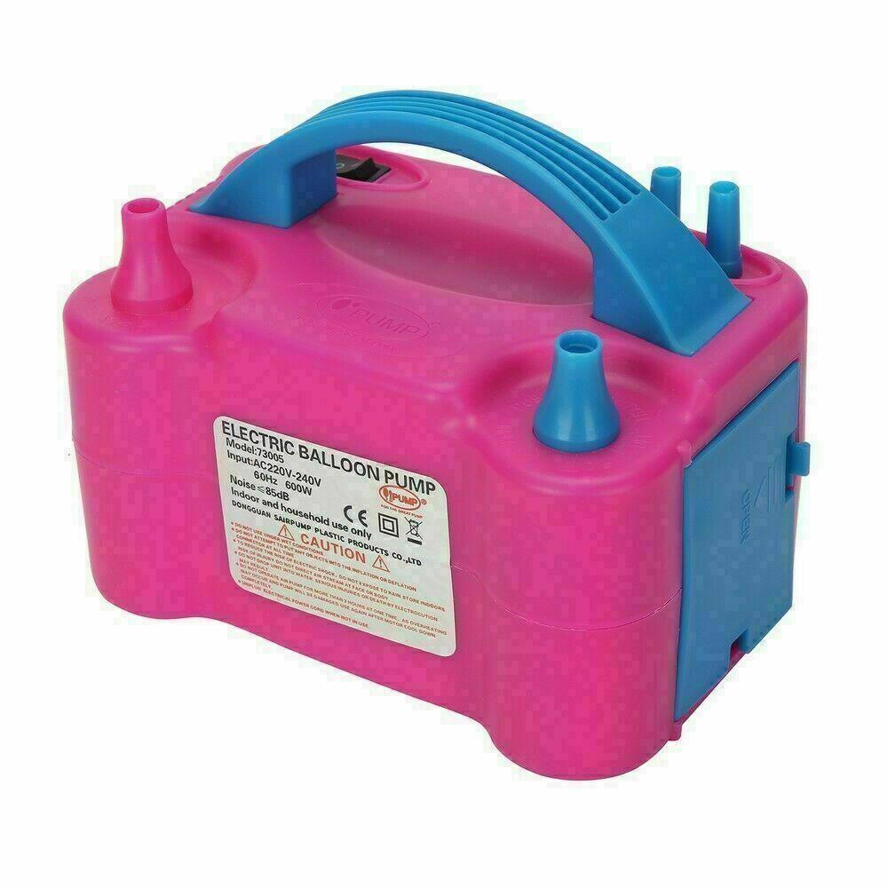 Electric Balloon Pump Ballon Inflator 600W Power 2 Nozzles Portable Au Plug Air