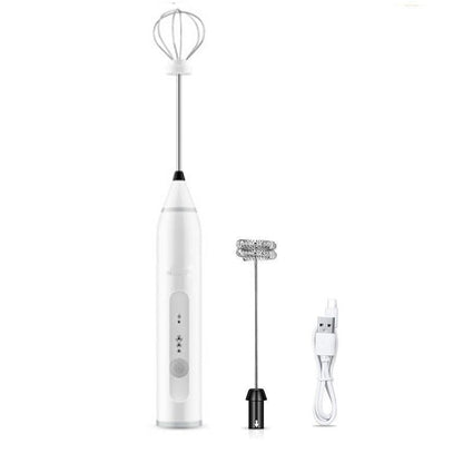 USB Rechargeable Electric Egg Beater Milk Coffee Frother Drink Foamer Mixer Tool - Black