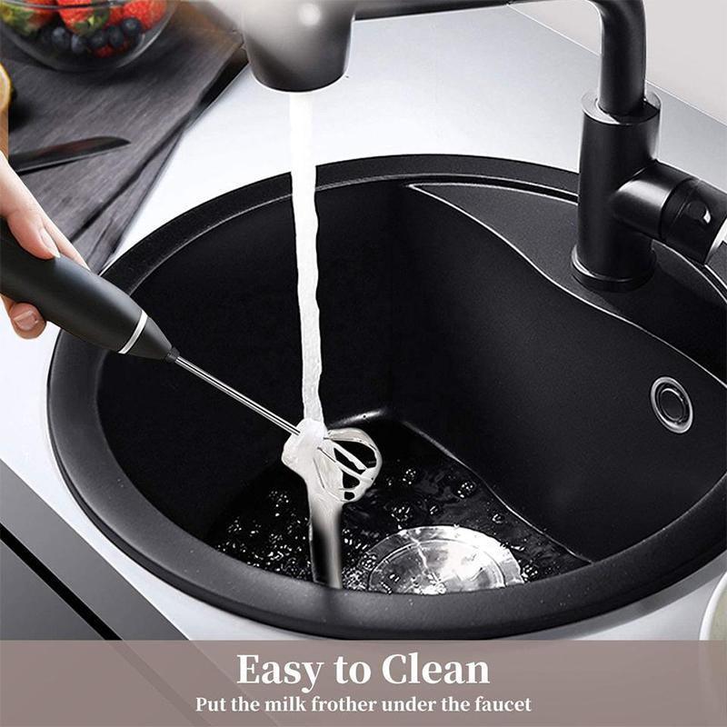 USB Rechargeable Electric Egg Beater Milk Coffee Frother Drink Foamer Mixer Tool - White