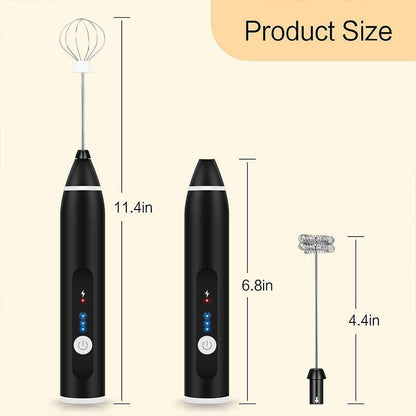 USB Rechargeable Electric Egg Beater Milk Coffee Frother Drink Foamer Mixer Tool - White